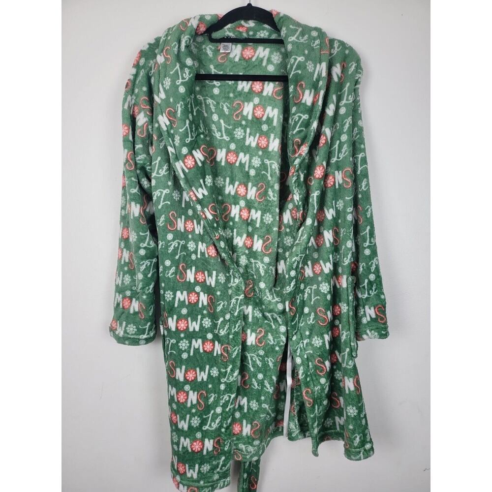 NYC‎ Underground Super Soft Robe OS Womens Long Sleeve Green Christmas Holiday